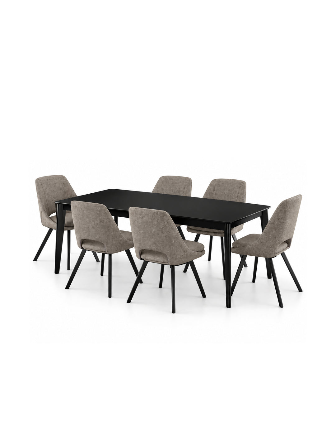 Conjunto de Jantar Mesa Olive 6 Cadeiras Dora – Preto c/ Cinza