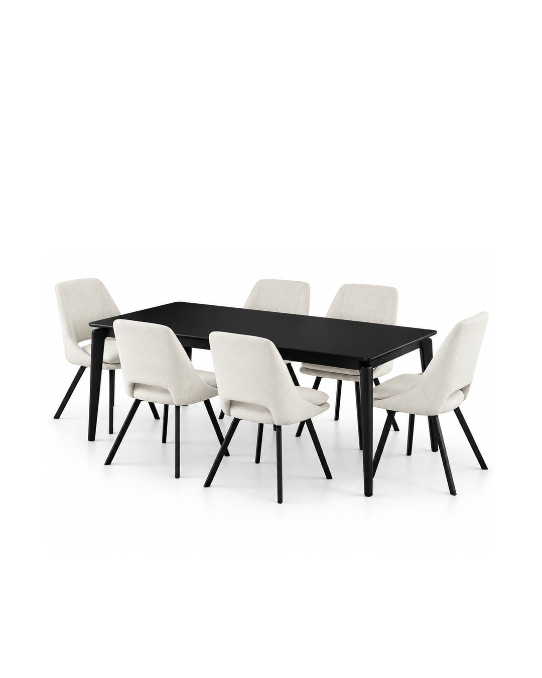 Conjunto de Jantar Mesa Olive 6 Cadeiras Dora – Preto c/ Off White
