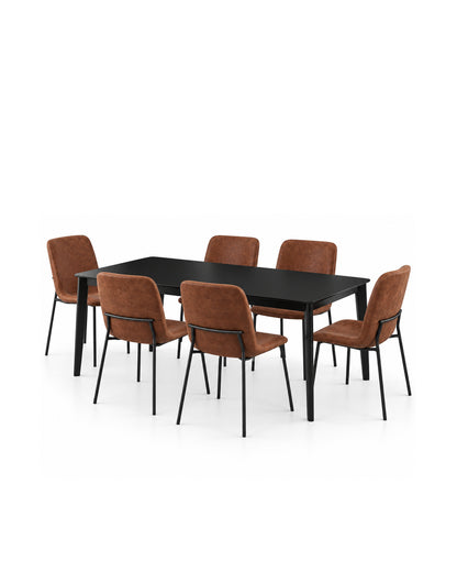 Conjunto de Jantar Mesa Olive 6 Cadeiras Millow – Preto c/ Marrom