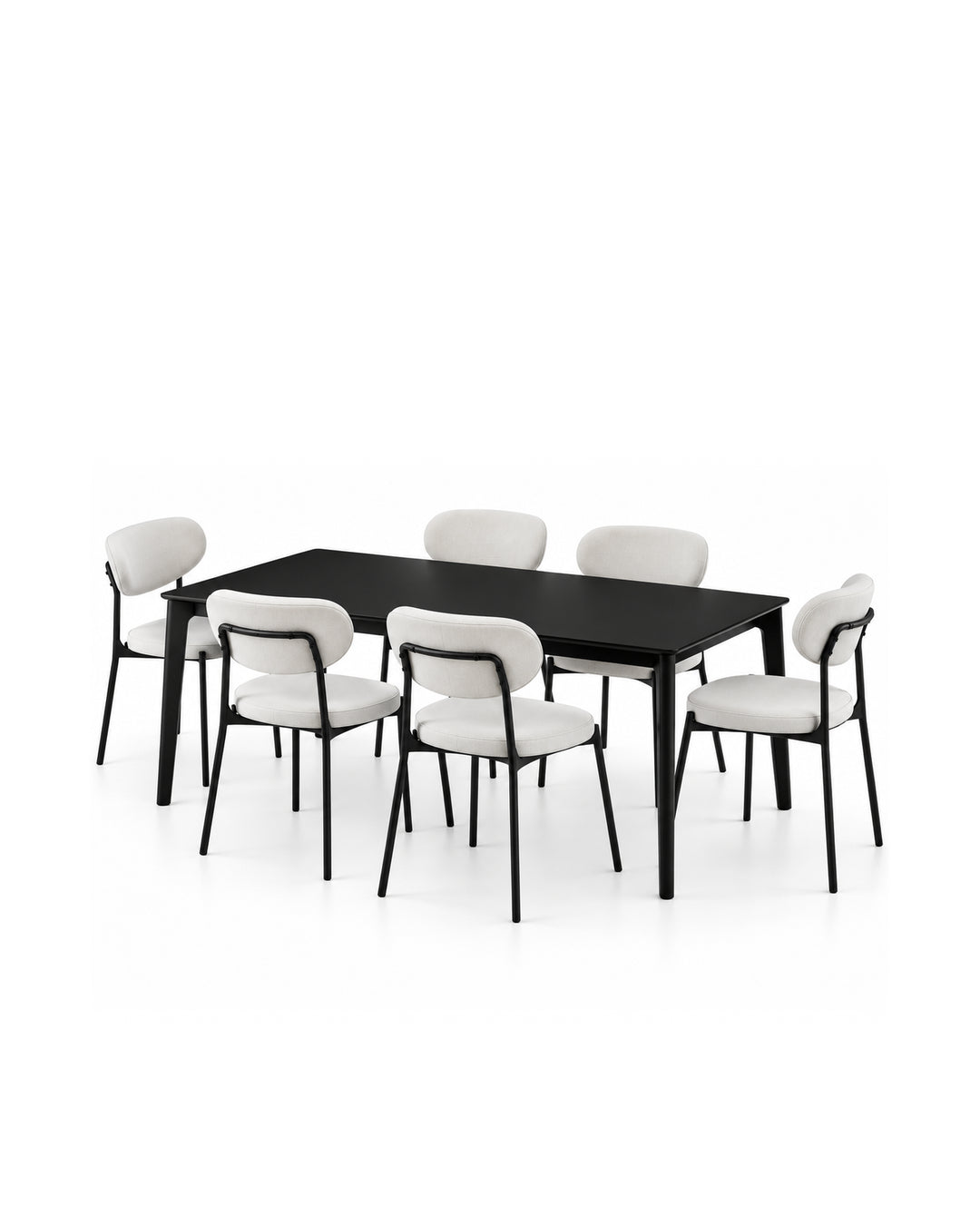 Conjunto de Jantar Mesa Olive 6 Cadeiras Oryn – Preto c/ Off White
