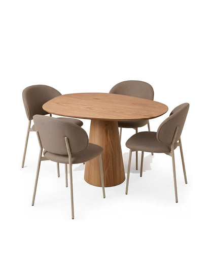 Conjunto de Jantar Mesa Orgânica Tellina 120cm com 4 Cadeiras Liora – Mel c/ Cinza