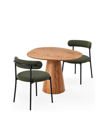 Conjunto de Jantar Mesa Orgânica Tellina 90cm com 2 Cadeiras Olyra – Mel c/ Verde