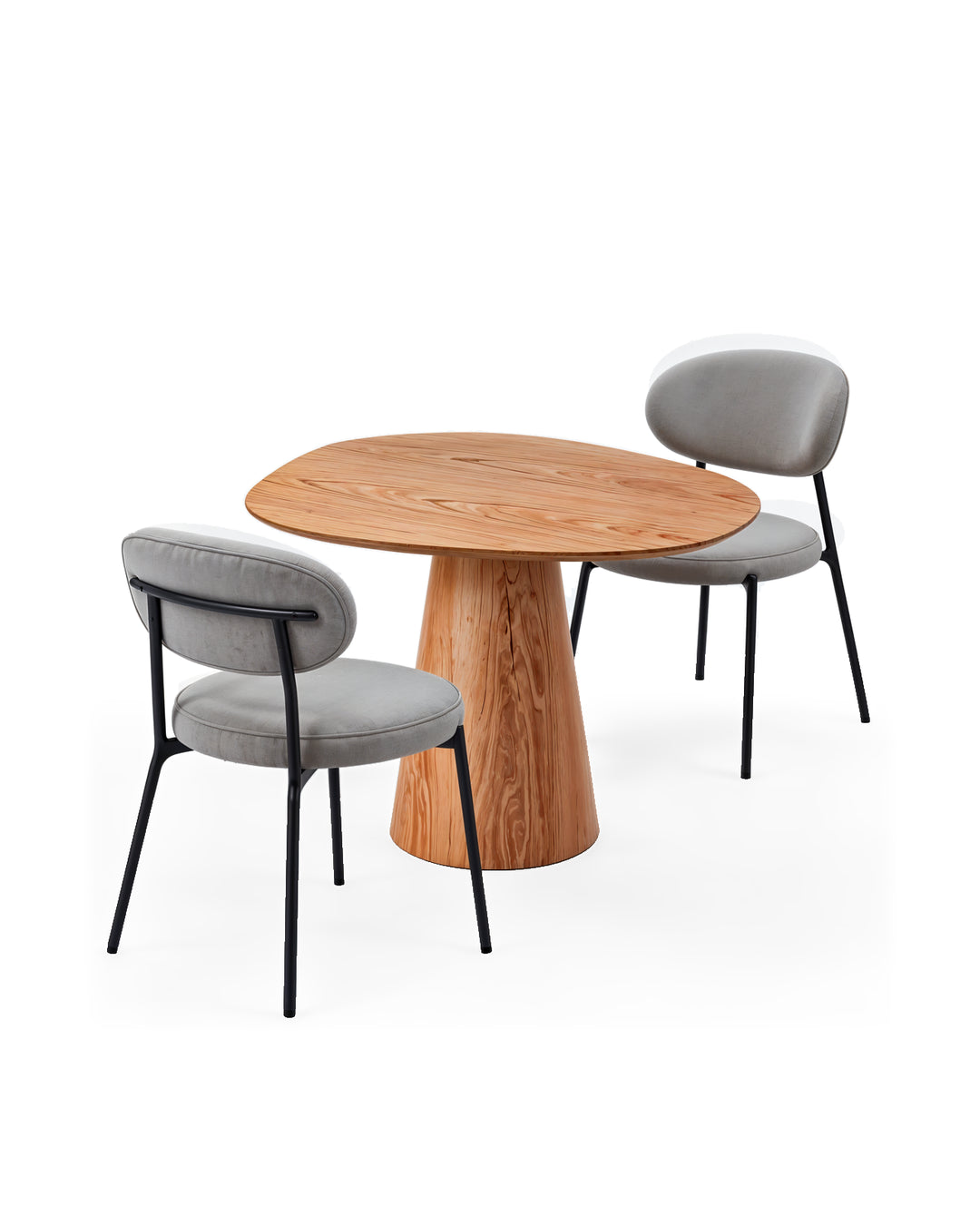 Conjunto de Jantar Mesa Orgânica Tellina 90cm com 2 Cadeiras Oryn – Mel c/ Cinza