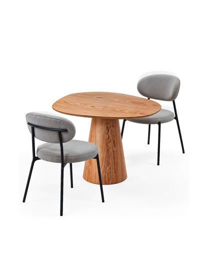 Conjunto de Jantar Mesa Orgânica Tellina 90cm com 2 Cadeiras Oryn – Mel c/ Cinza