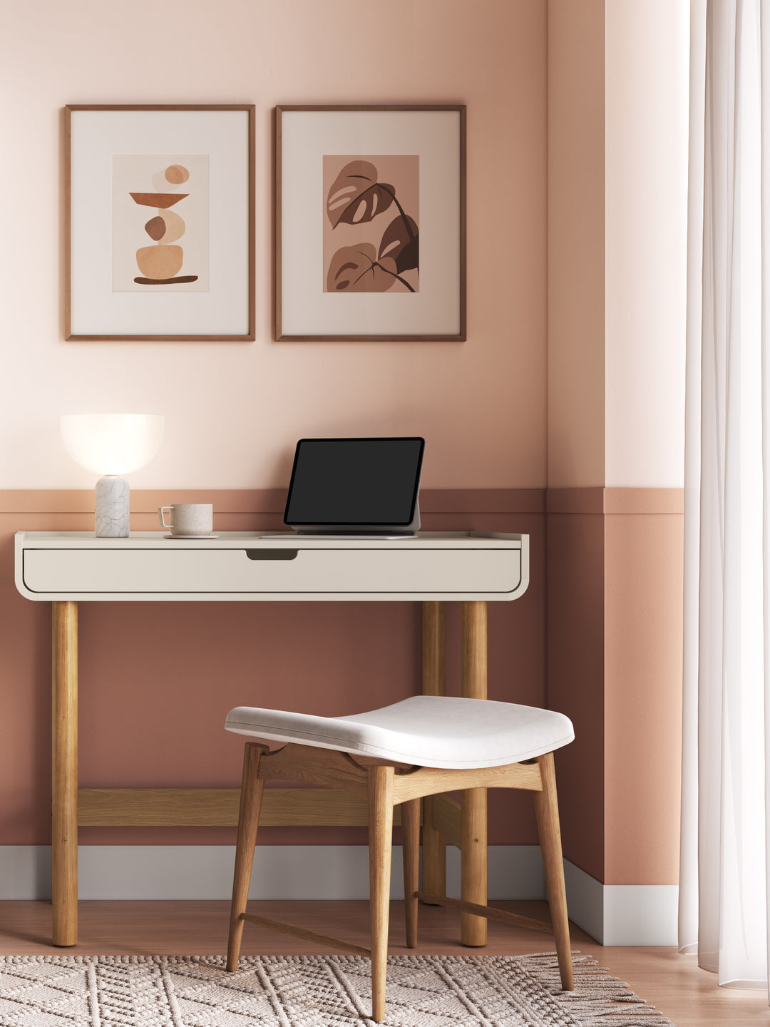 Escrivaninha Orgânica 1 Gaveta Yume 100 cm - Off-White Fosco