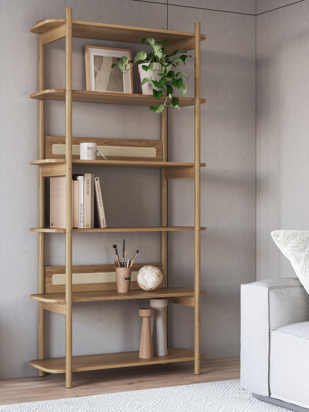 Estante 6 Prateleiras Palhinha Urdi 180 cm - Mel