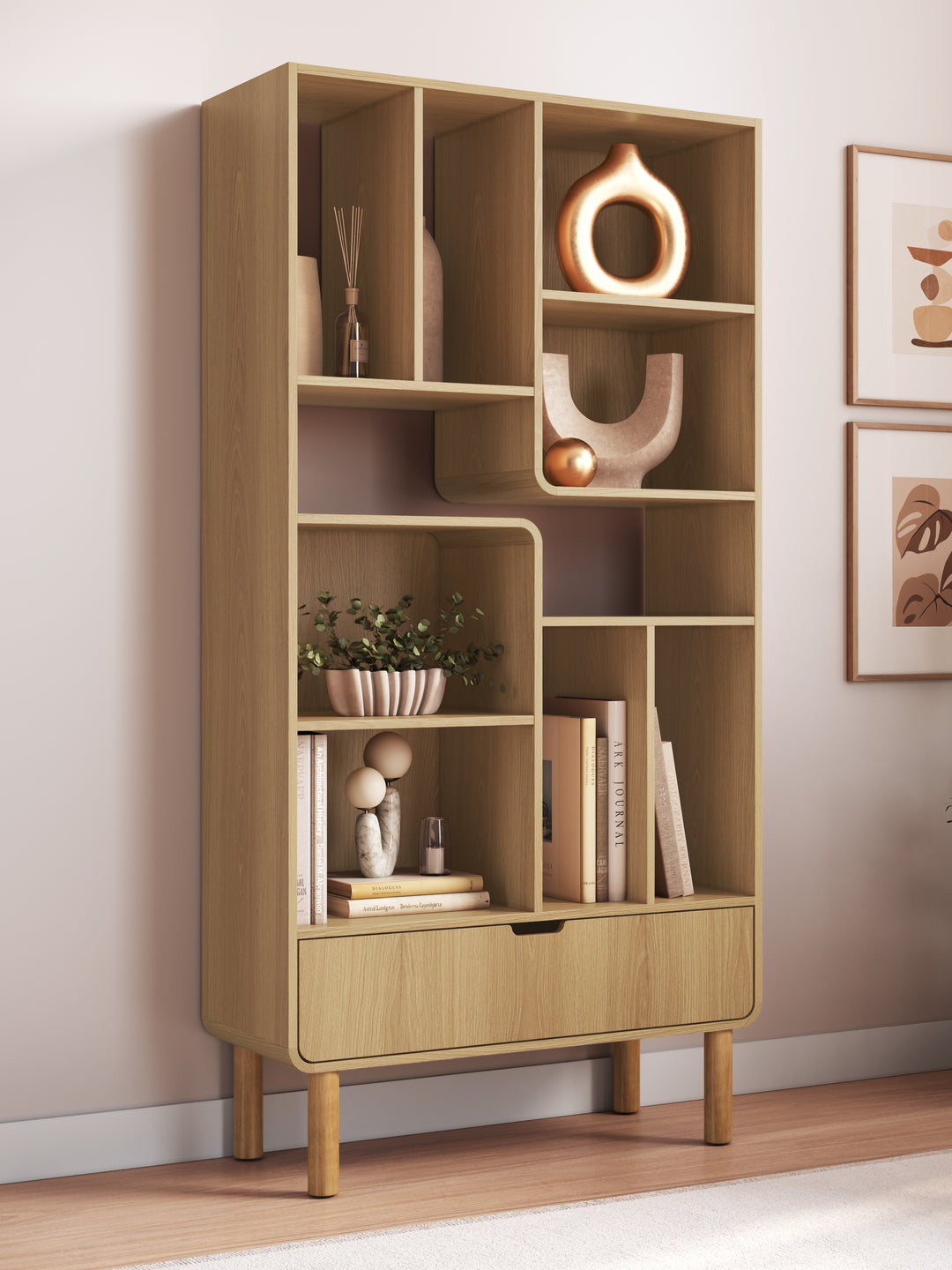 Estante Orgânica 1 Gaveta Prateleiras  Yume 180 cm - Mel