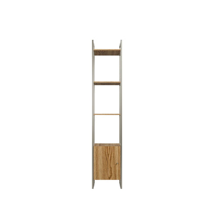 Estante com 3 Prateleiras 1 Porta MDF com Aço Voss 40 cm - Freijó c/ Champanhe