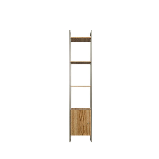 Estante com 3 Prateleiras 1 Porta MDF com Aço Voss 40 cm - Freijó c/ Champanhe
