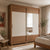 Guarda-Roupa Casal com Espelho 2 Portas de Correr 6 Gavetas Soho 240 cm - Canella c/ Off White