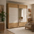 Guarda-Roupa Casal com Espelho 2 Portas de Correr 6 Gavetas Soho 240 cm - Carvalho c/ Off White