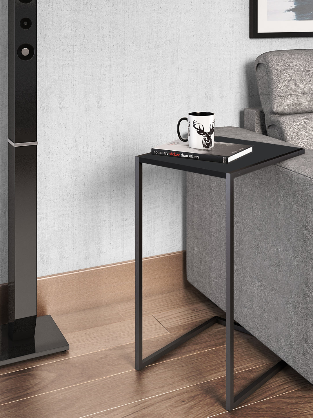 Mesa Lateral Retangular Industrial Trill 35 cm - Preto Fosco