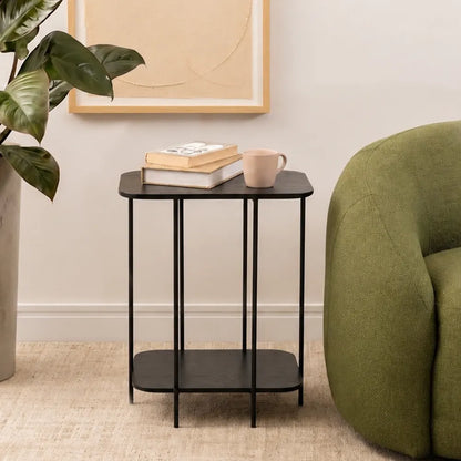 Mesa Lateral com pés em Metal Biophilia Alta 55 cm - Preto