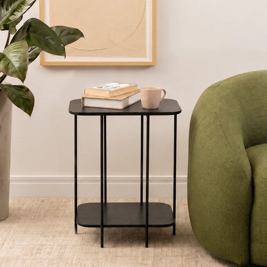 Mesa Lateral com pés em Metal Biophilia Alta 55 cm - Preto