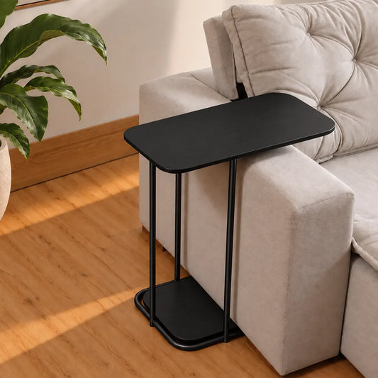 Mesa Lateral para Sofá com pés em Metal Biophilia 70 cm - Preto