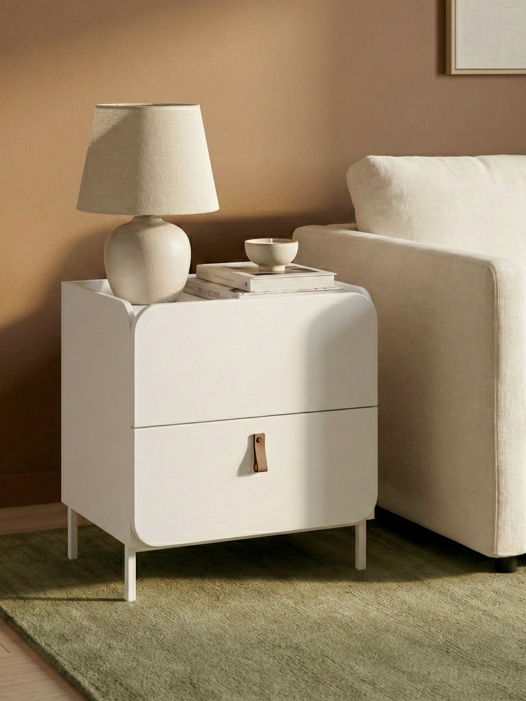 Mesa de Cabeceira 2 Gavetas Elo 50 cm - Branco