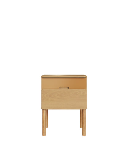 Mesa de Cabeceira 2 Gavetas Lumi 45 cm - Mel c/ Dourado