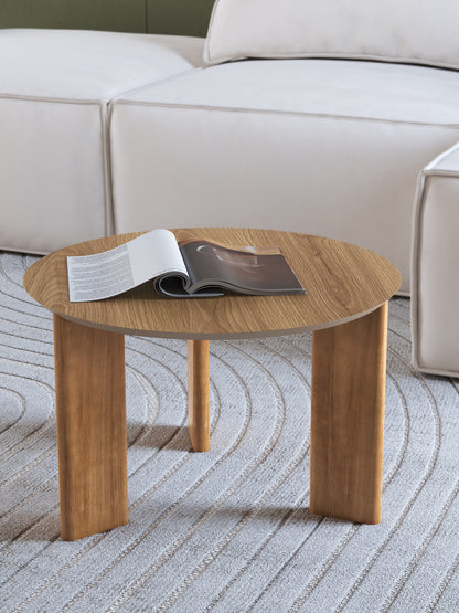Mesa de Centro Redonda com Pés de Madeira Maciça Moova 60 cm - Mel