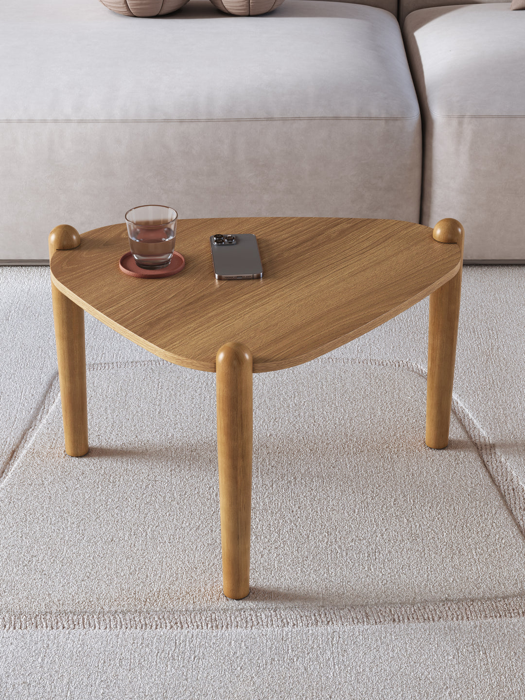 Mesa de Centro Orgânica com Pés em Madeira Maciça Mori 55 cm - Mel