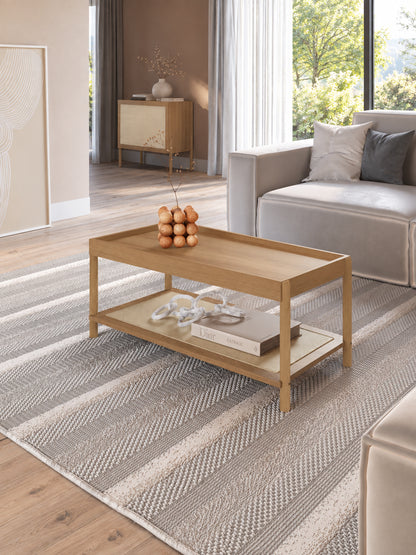 Mesa de Centro Retangular com Prateleira Palhinha Urdi 93 cm - Mel