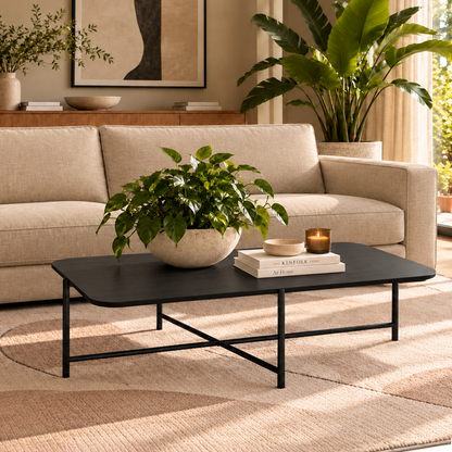 Mesa de Centro com pés em Metal Biophilia 90 cm - Preto