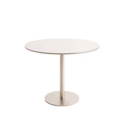 Mesa de Jantar Redonda com Vidro para 4 Lugares Cloe 108 cm - Champanhe c/ Off White Fosco