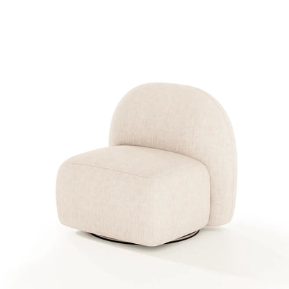Poltrona Estofada Giratória Aurora - Linho Texturizado Off White
