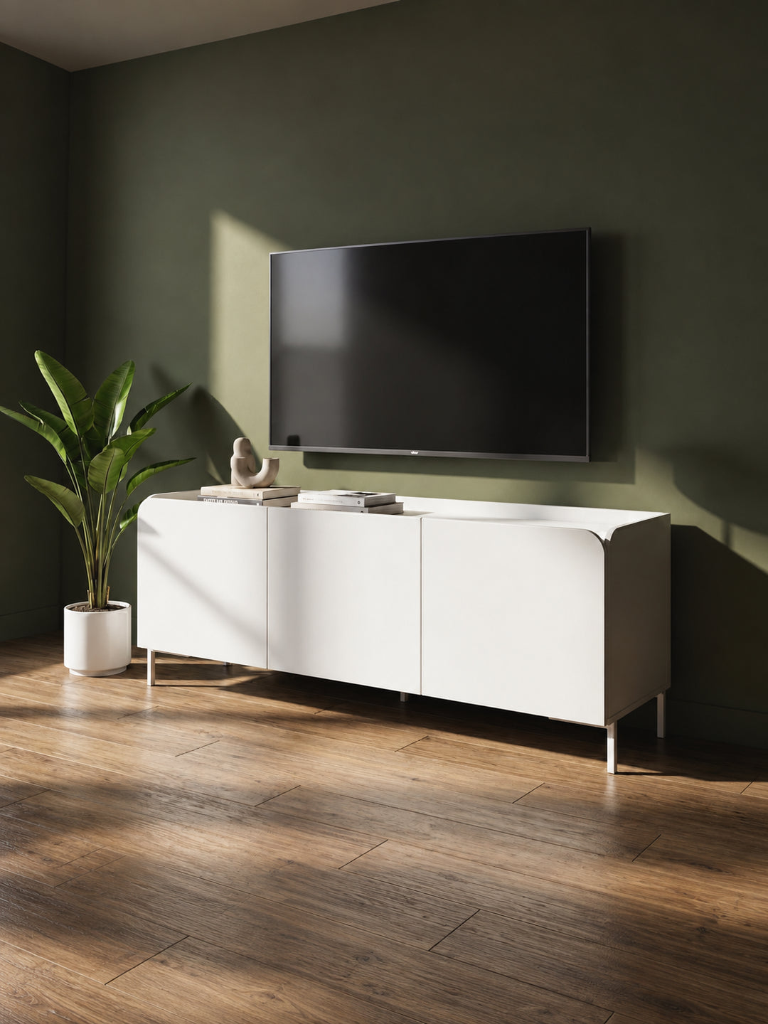 Rack para TV até 55" 03 Portas 2 Prateleiras Elo 135 cm - Branco