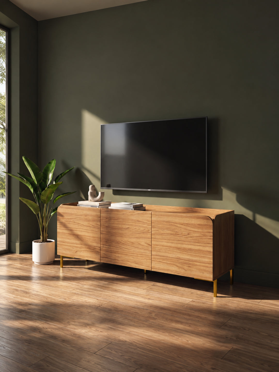 Rack para TV até 55" 03 Portas 2 Prateleiras Elo 135 cm - Mel