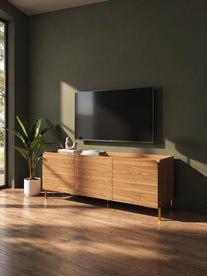 Rack para TV até 55" 03 Portas 2 Prateleiras Elo 135 cm - Mel