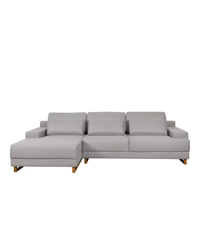 Sofá 3 Lugares com Chaise Lado Esquerdo Mônaco 240 cm - Linho Texturizado Cinza c/ Natural
