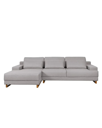 Sofá 3 Lugares com Chaise Lado Esquerdo Mônaco 270 cm - Linho Texturizado Cinza c/ Natural