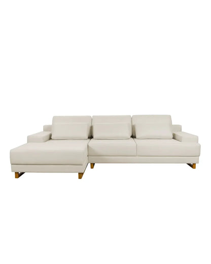 Sofá 6 Lugares com Chaise Lado Esquerdo Mônaco 300 cm - Linho Texturizado Bege c/ Natural