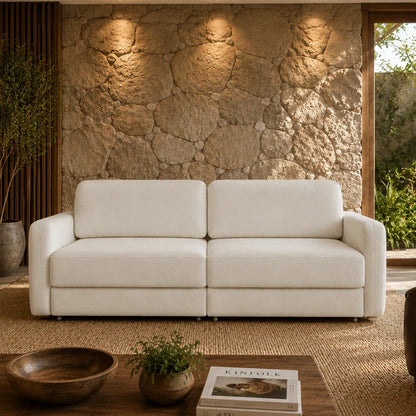 Sofá Cama Retrátil e Reclinável 3 Lugares Hudson 210 cm - Linho Texturizado Bege