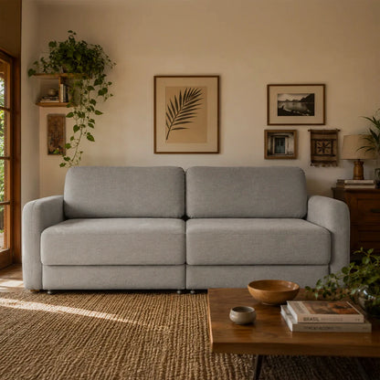 Sofá Cama Retrátil e Reclinável 3 Lugares Hudson 210 cm - Linho Texturizado Cinza