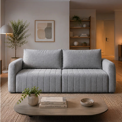 Sofá Retrátil 2 Lugares Nápole 170 cm - Linho Texturizado Cinza
