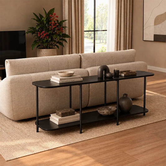 Sofá Table com pés em Metal Biophilia 100 cm - Preto
