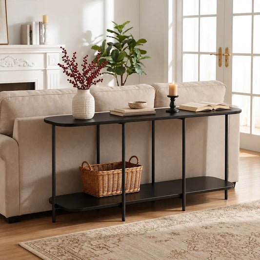 Sofá Table com pés em Metal Biophilia 120 cm - Preto