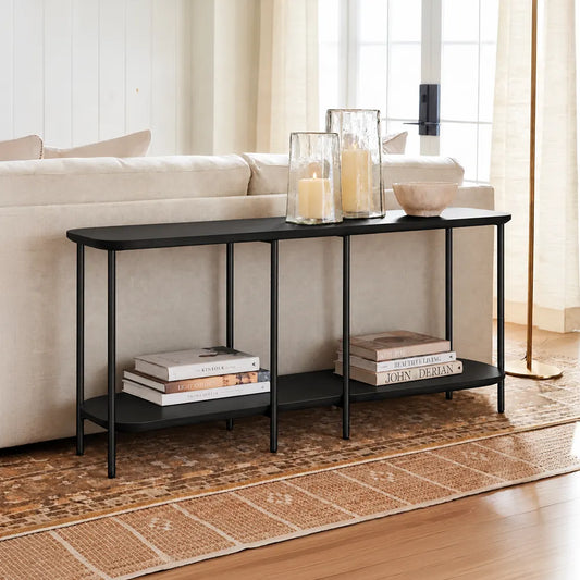 Sofá Table com pés em metal Biophilia 140 cm - Preto