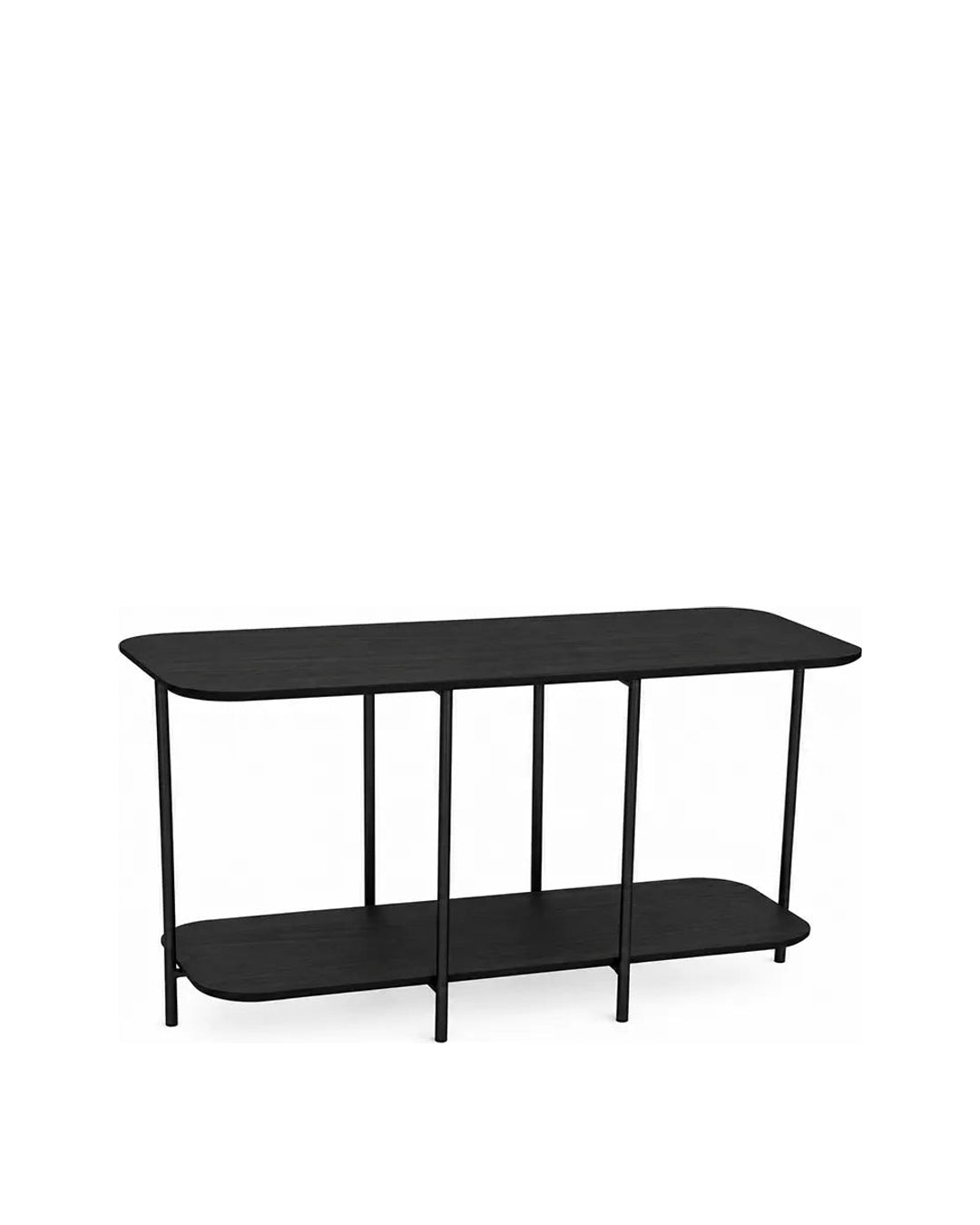 Sofá Table com Tampo em Lâmina de Madeira e pés em Metal Biophilia 140 cm - Preto