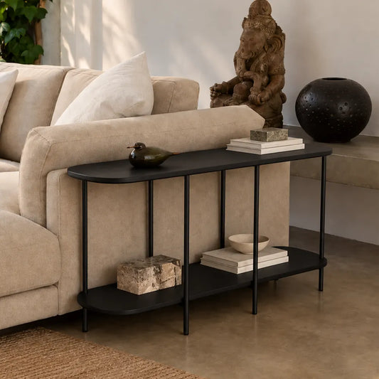 Sofá Table com pés em Metal Biophilia 90 cm - Preto
