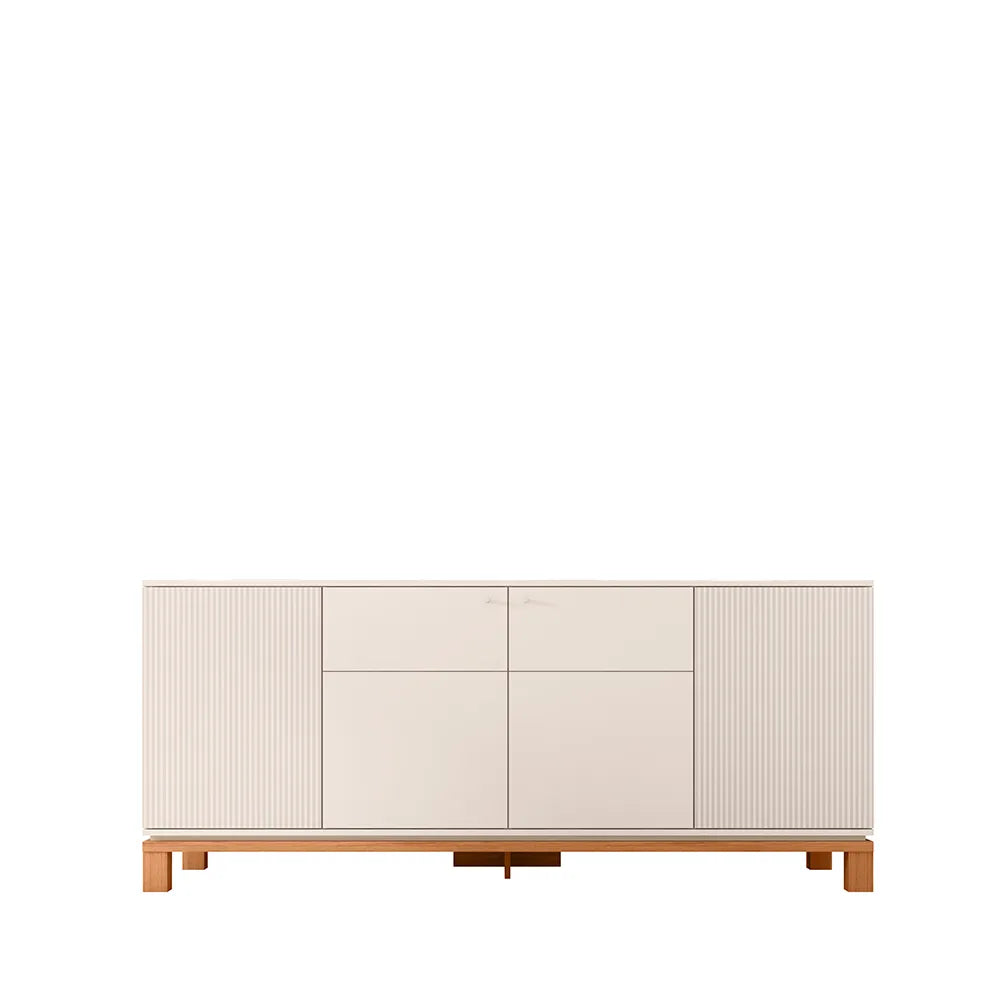 Buffet 4 Portas Capri 180 cm - Off White c/ Natural