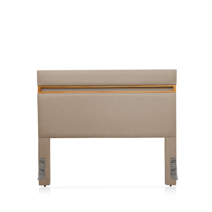 Cabeceira Queen Estofada Mira 160 cm - Mel c/ Linho Bege