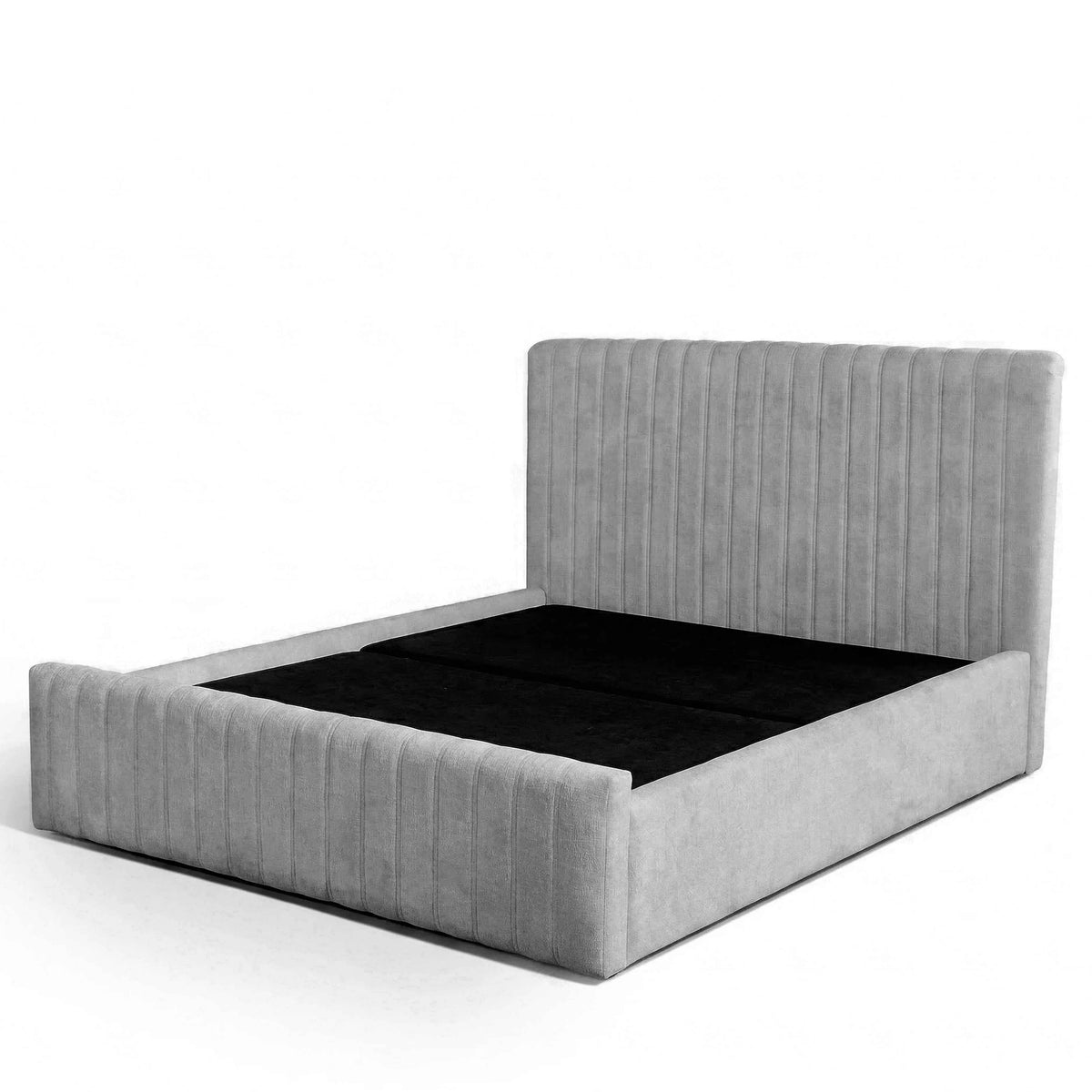 Cama Estofada King com Cabeceira Louise - Linho Cinza