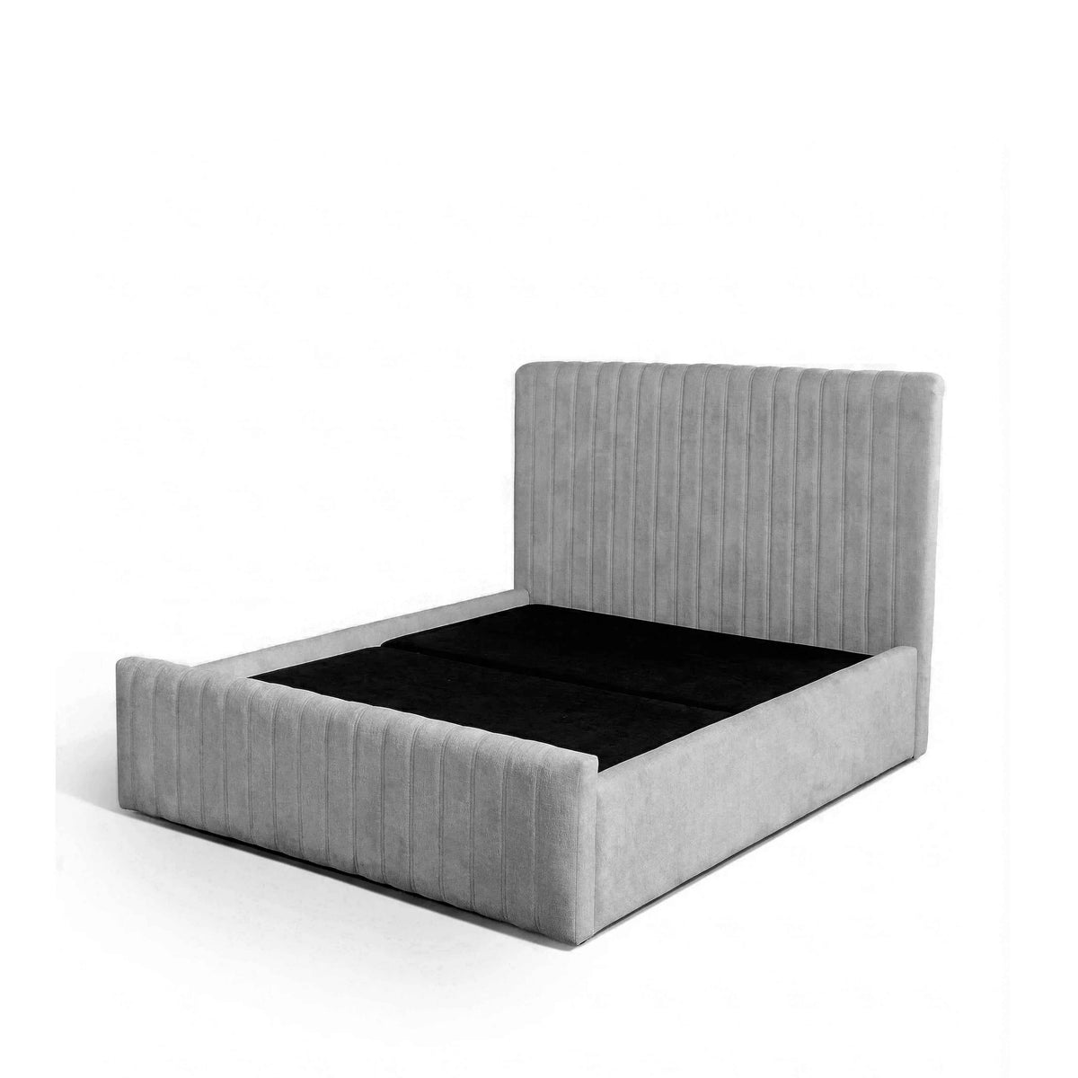 Cama Estofada de Casal com Cabeceira Louise - Linho Cinza
