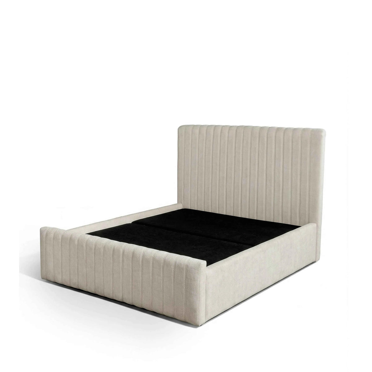 Cama Estofada de Casal com Cabeceira Louise - Linho Off White
