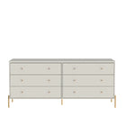 Cômoda 6 Gavetas Jasper 182 cm - Off White Fosco c/ Dourado