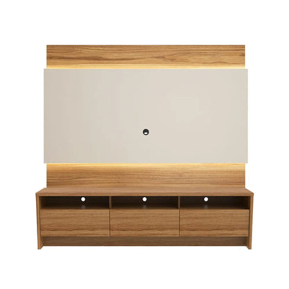 Rack Aspen com Painel New Lincoln para TV até 75” LED 3 Portas 184 cm - Freijó c/ Off White Gloss