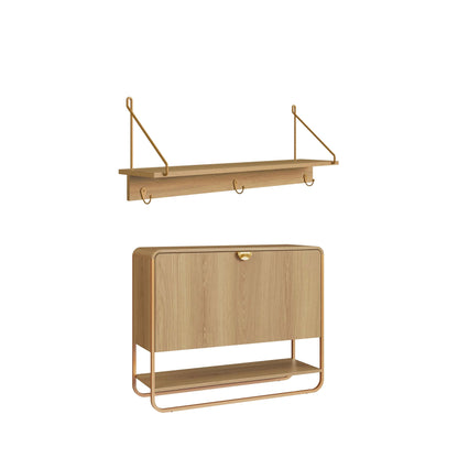 Conjunto Sapateira 1 Porta com Prateleira 3 Guanchos Dunna - Mel c/ Dourado