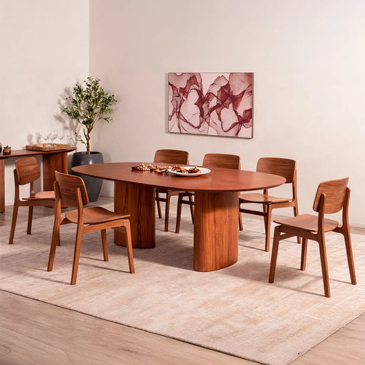 Conjunto de Jantar Mesa Orgânica 6 Cadeiras Gaya - Natural